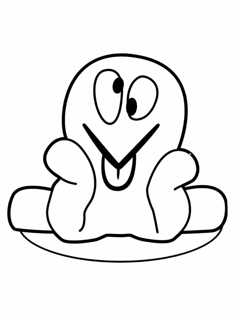 Desenho para colorir do Fred de Pocoyo, mostrando o personagem sorridente e acolhedor para as crianças pintarem.