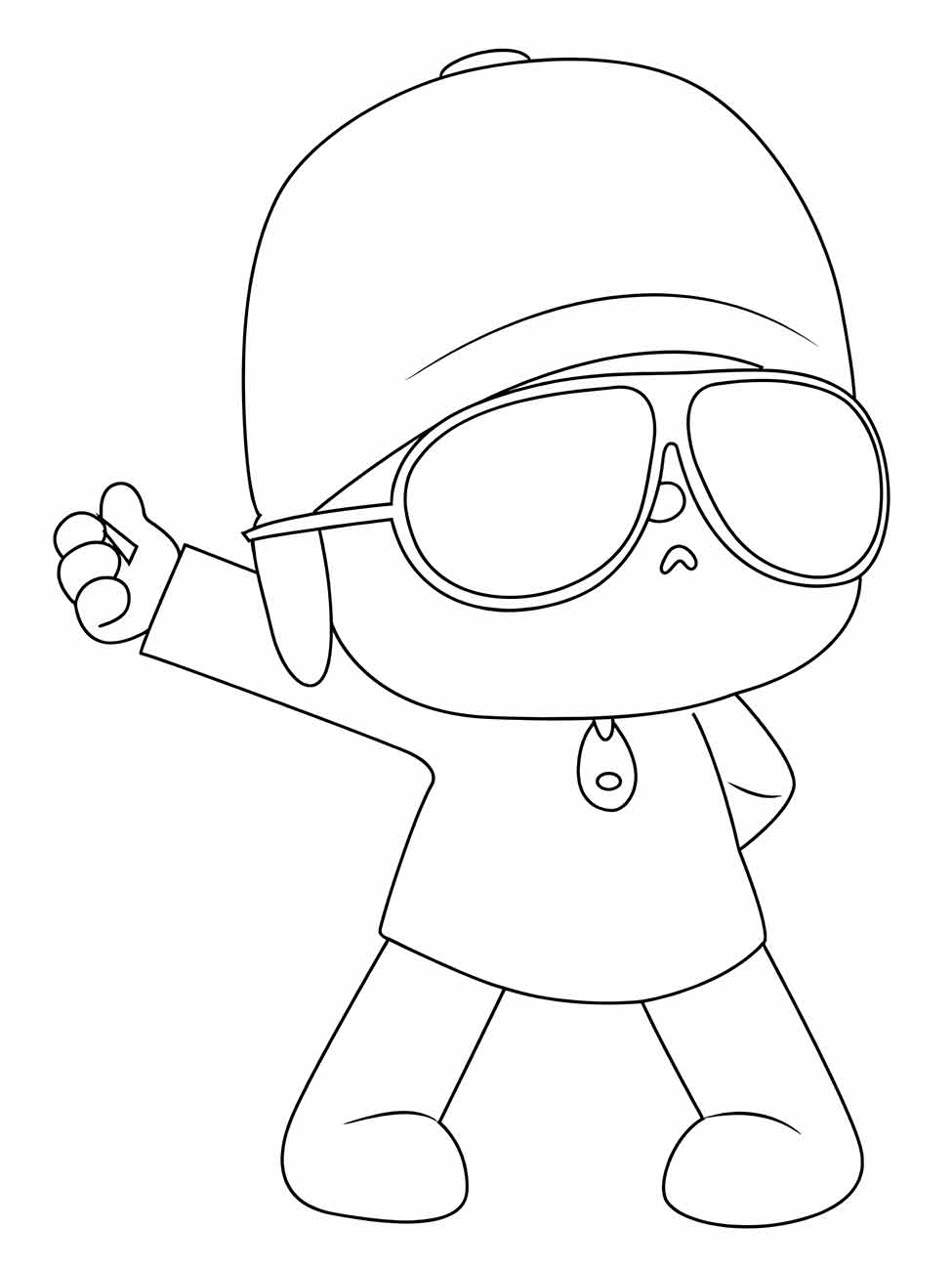 Desenho para colorir de Pocoyo com óculos de sol.