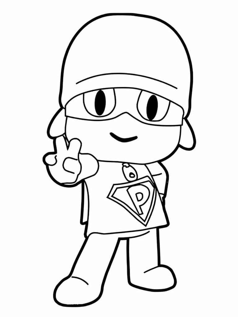 Desenho para imprimir e colorir Pocoyo como super-herói.