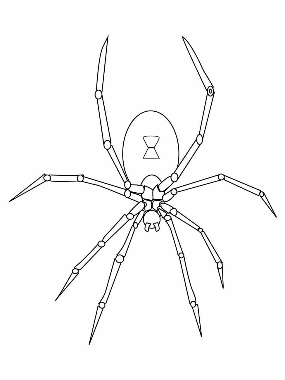 Desenho de aranha para colorir, estilo mecânico, com articulações evidentes.