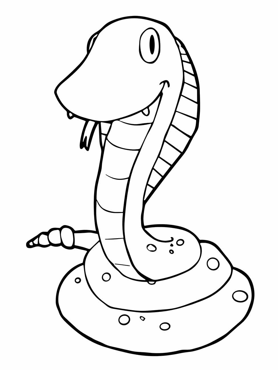 Desenho para colorir de cobra cascavel kawaii.