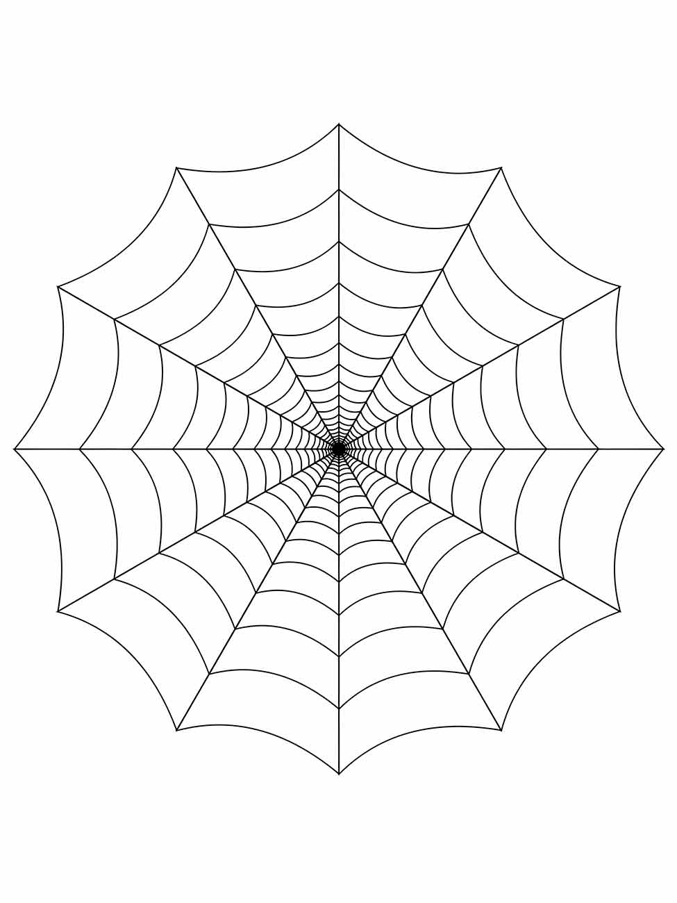 Teia de aranha para colorir com padrão radial detalhado.