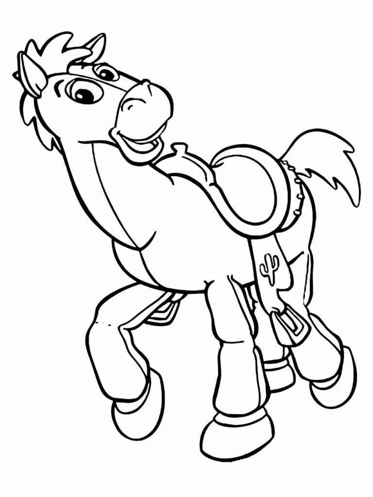 desenho para colorir de bullseye, o cavalo de brinquedo leal e brincalhão que é parte integrante do grupo de brinquedos de Woody em "Toy Story"