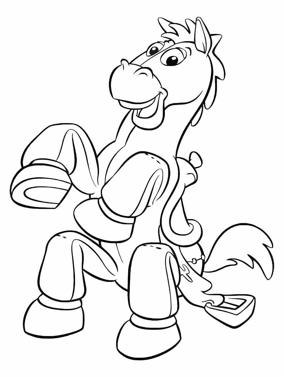 Desenho para colorir de Bullseye, o cavalo, sorrindo e em pé.