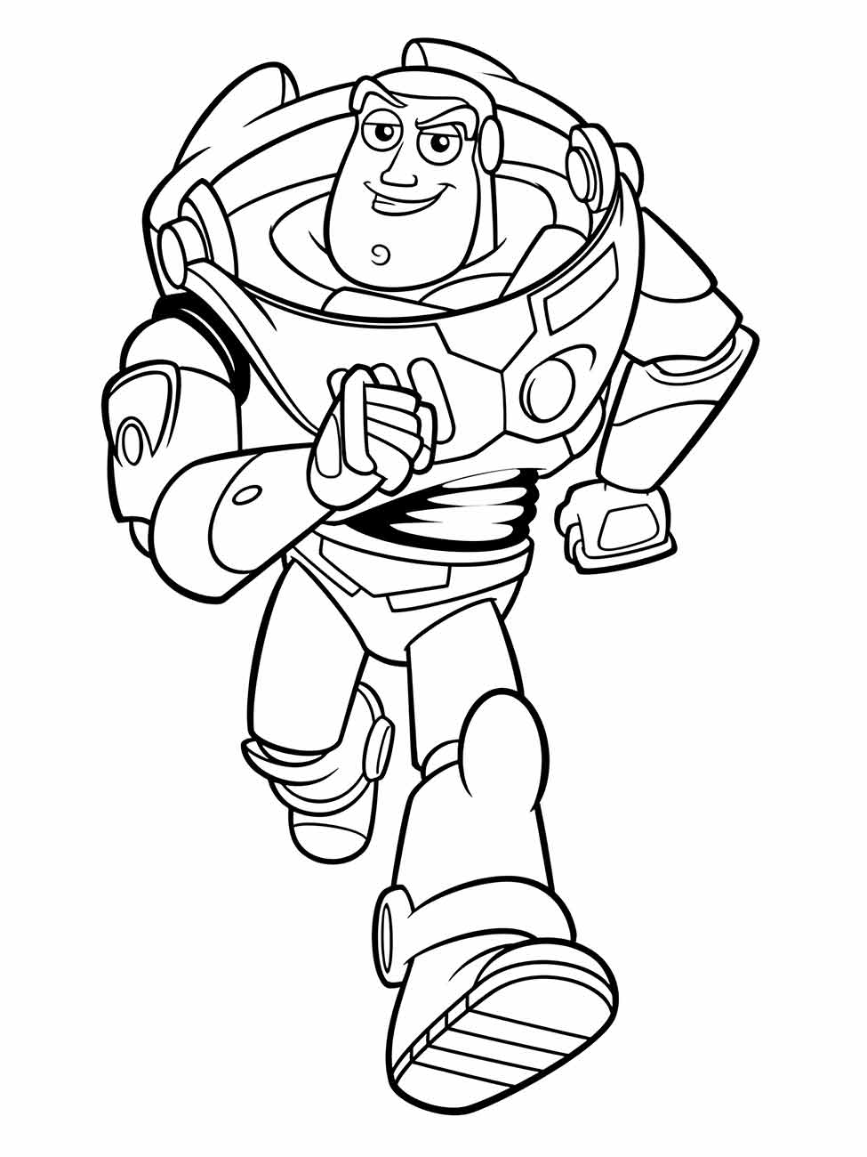 desenho para colorir de Buzz Lightyear correndo.