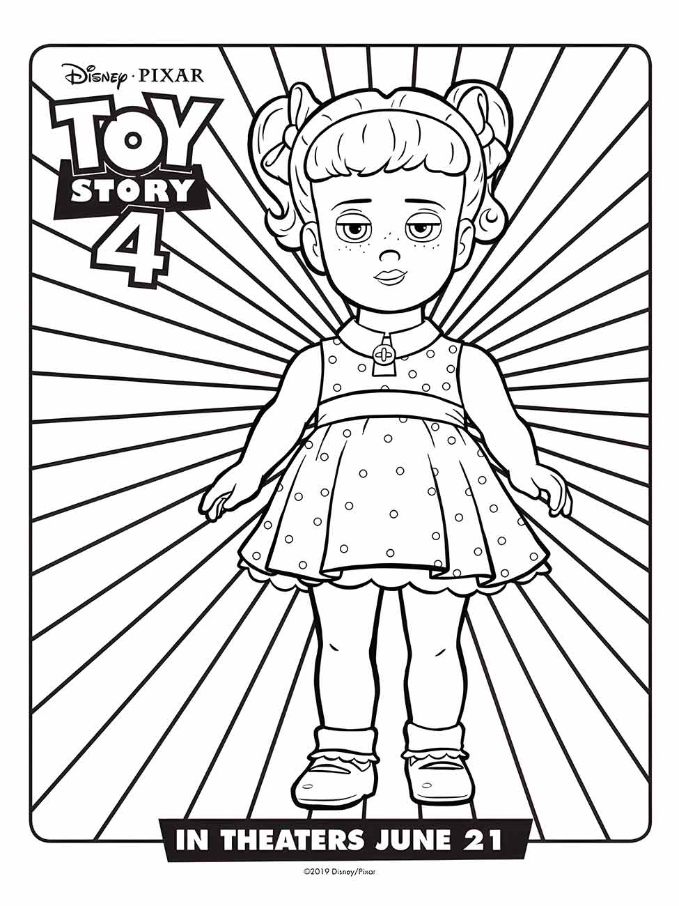 Desenho para colorir de Gabby Gabby, a boneca de porcelana do filme "Toy Story 4".