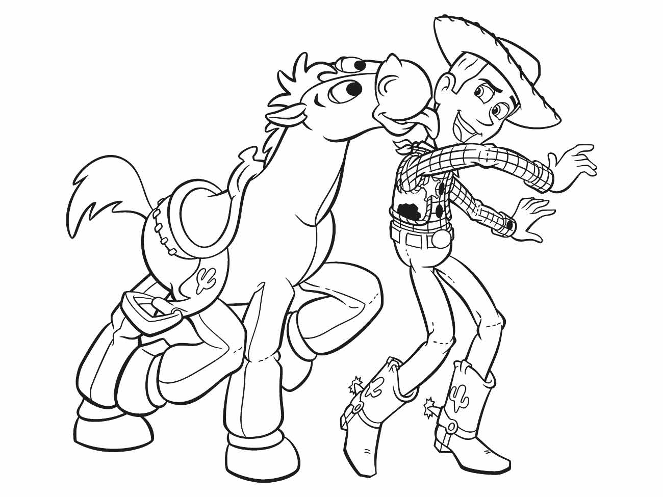 Desenho de woody e bullseye o cavalo para imprimir e colorir