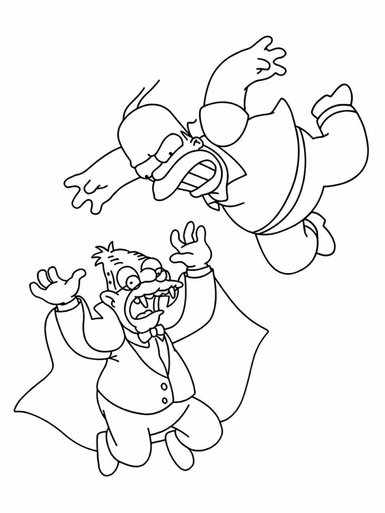 Desenho para colorir do avô Simpson caindo.