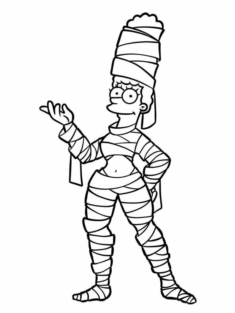 Desenho para colorir Marge Simpson de múmia.