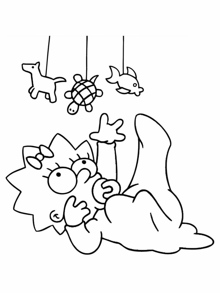 Desenho para colorir Lisa Simpson com brinquedos