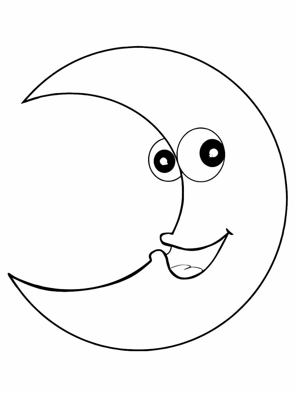 Imagem da lua para colorir com olhos esbugalhados.