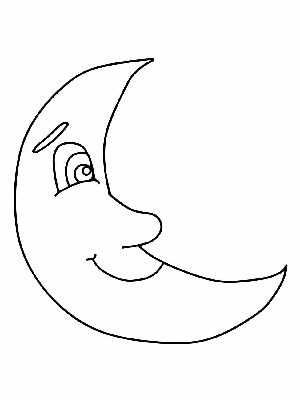 Imagem da lua para colorir com traços simplificados.