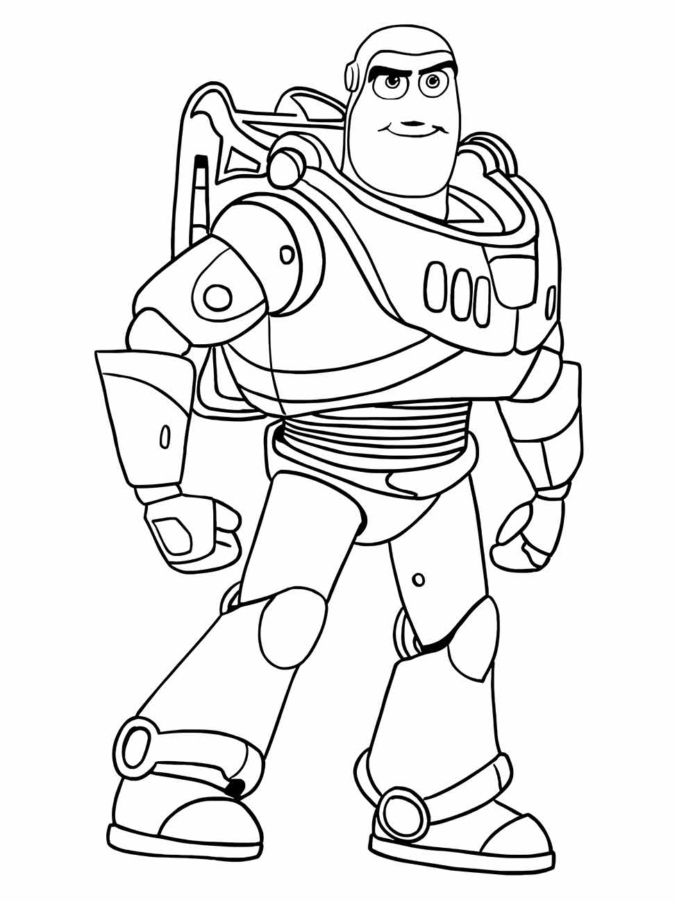 Desenho para colorir de Buzz Lightyear, o patrulheiro espacial, em pose heróica.