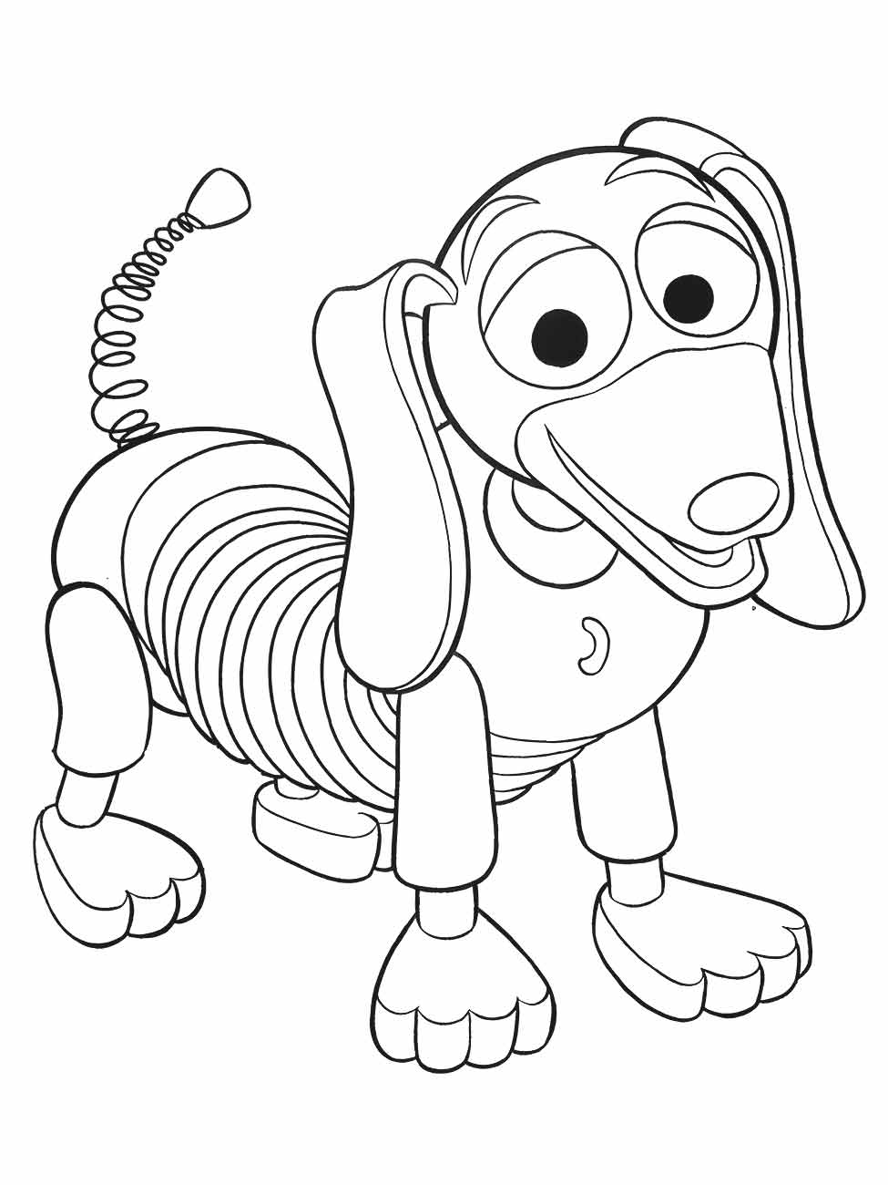 Desenho para colorir de Slinky, o cachorro com mola, em posição de atenção.