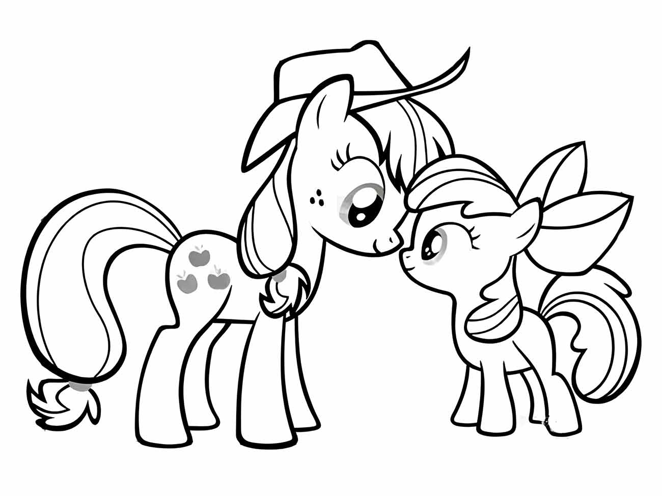 Desenho my little pony Applejack e Apple Bloom para colorir