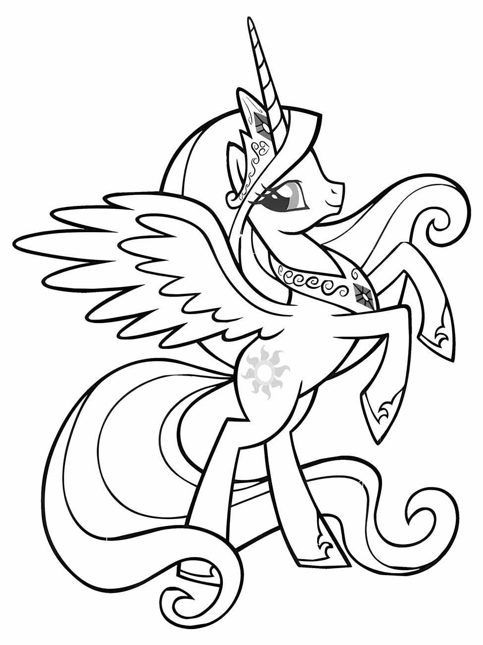 Desenho da Princesa Celestia de My Little Pony para colorir.