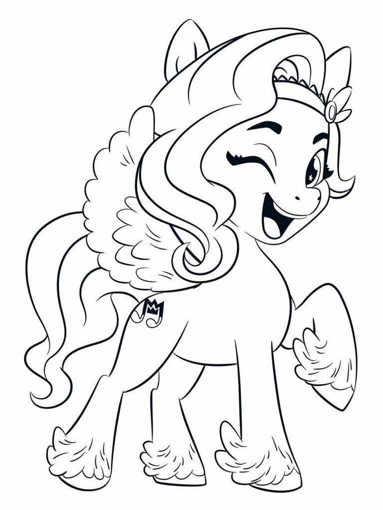 Desenho para colorir My Little Pony de Pipp Petals rindo alegremente.