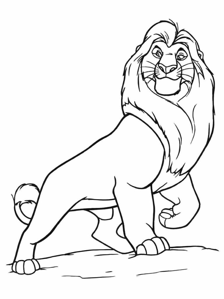 Desenho de Mufasa para colorir, perfeito para fãs do Rei Leão.