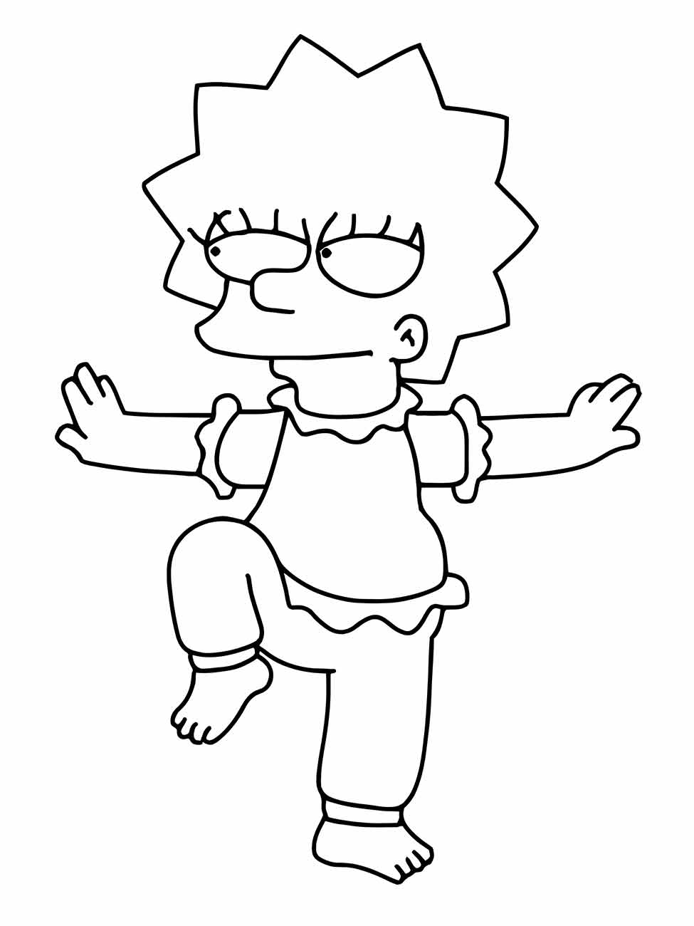 Desenho para colorir Lisa Simpson em pose de yoga.