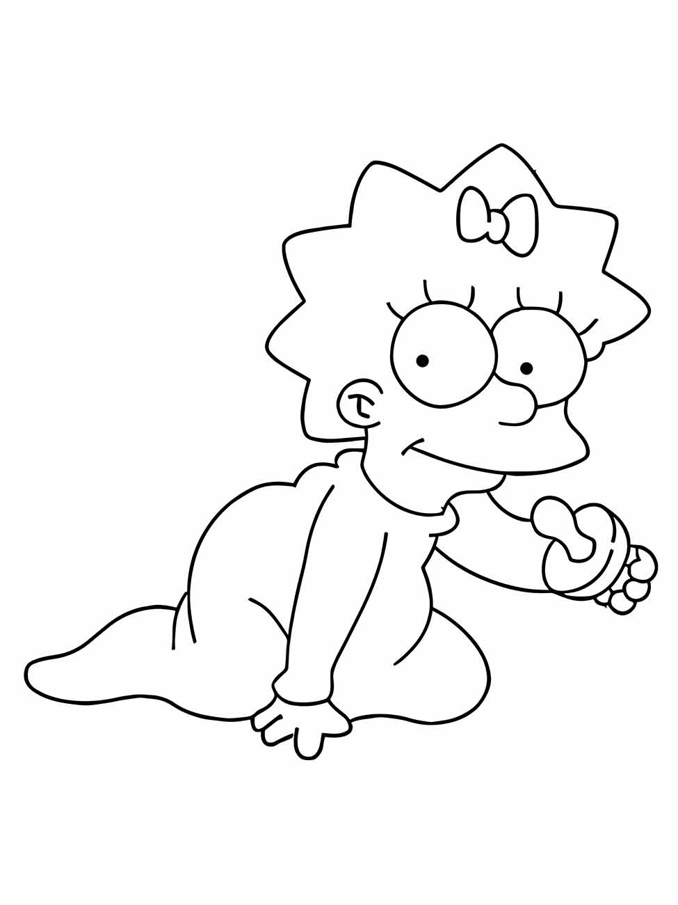 Desenho para colorir Maggie Simpson engatinhando.