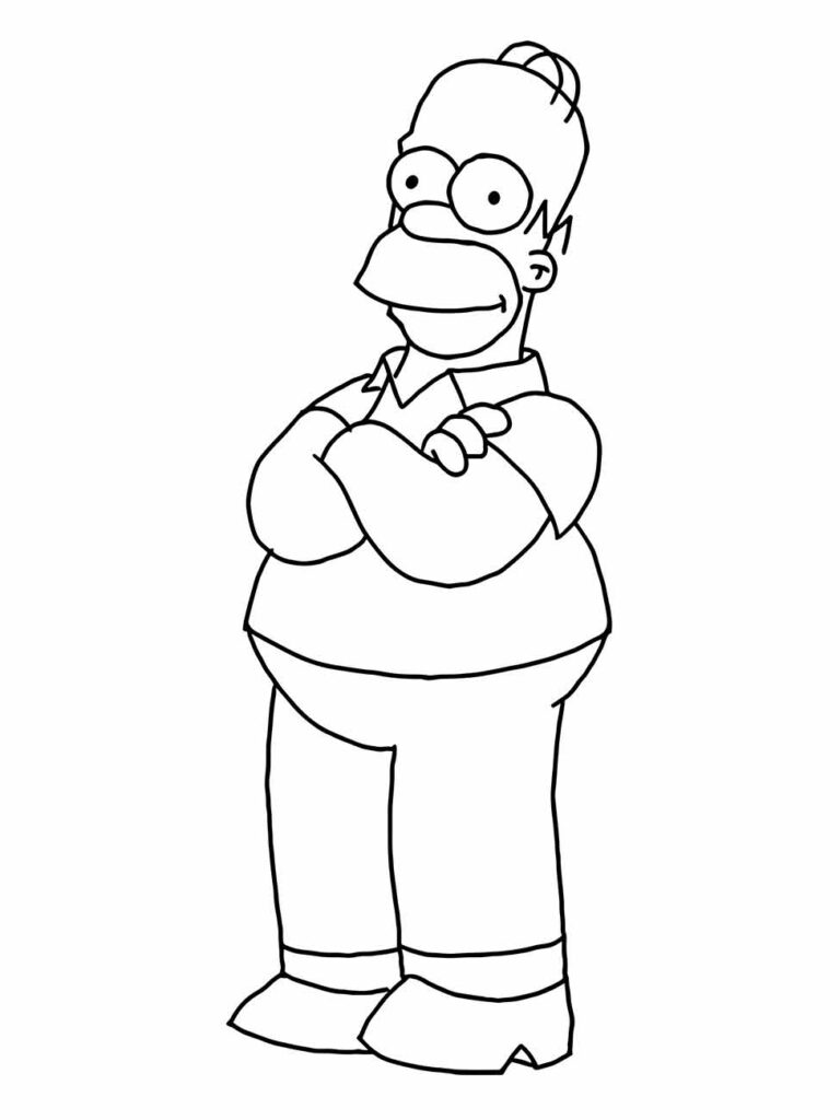 Homer simpson para colorir de braços cruzados.