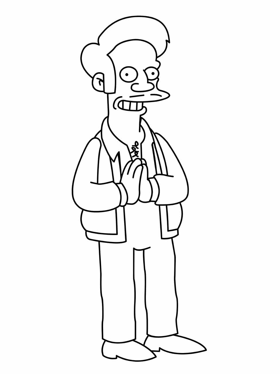 Desenho para colorir de Apu Nahasapeemapetilon com as mãos juntas.