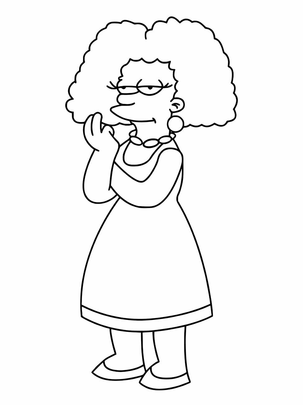 Desenho para colorirde Selma Bouvier pensativa.