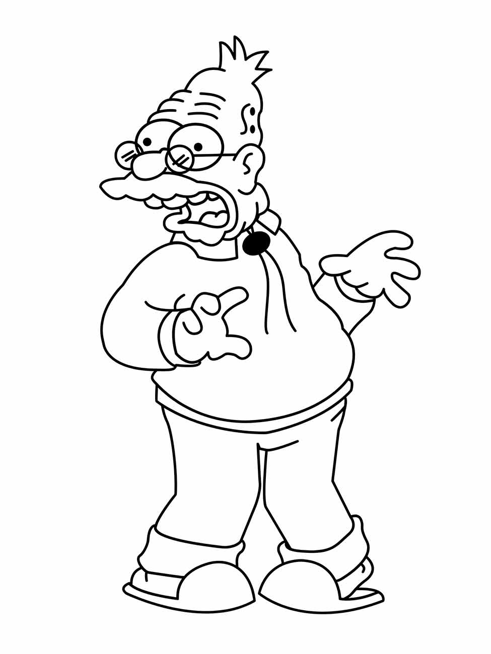 Desenho para colorir do Avô Simpson expressando surpresa.