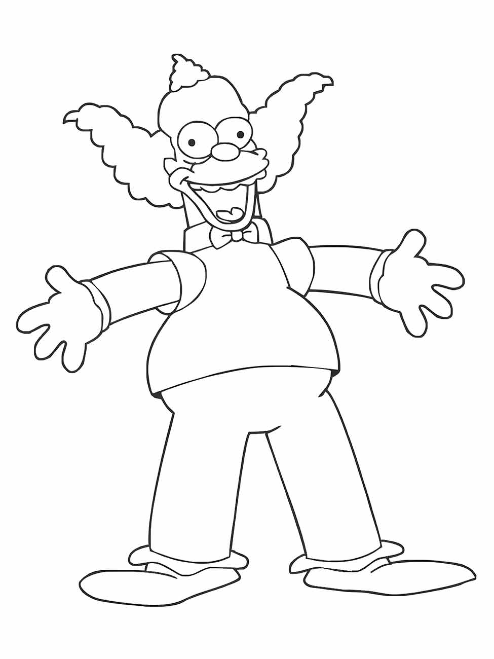 Desenho para colorir Krusty, o palhaço dos Simpsons