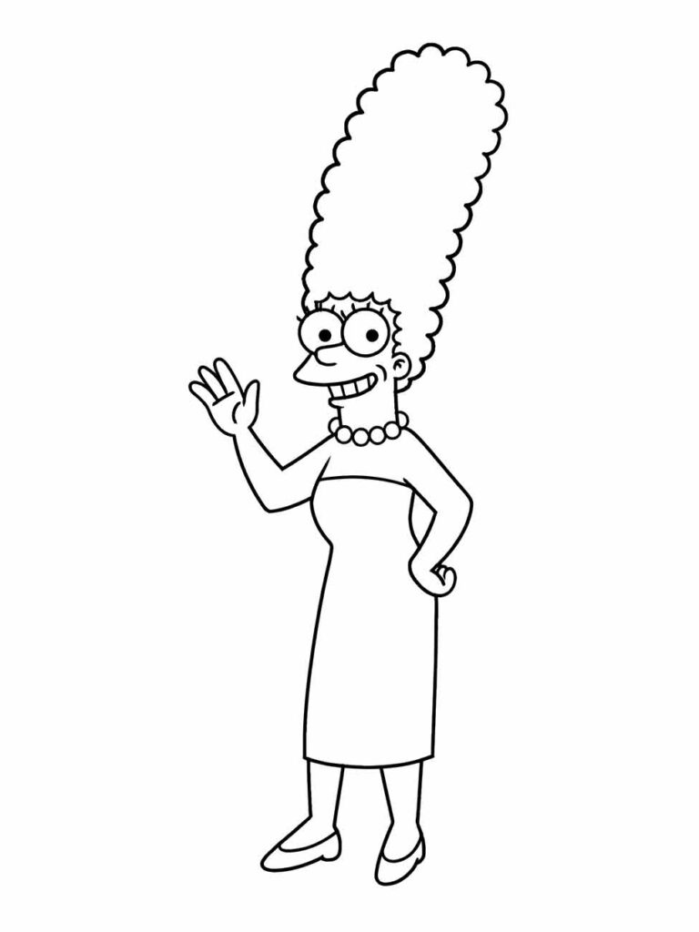 Desenho para colorir Marge Simpson acenando