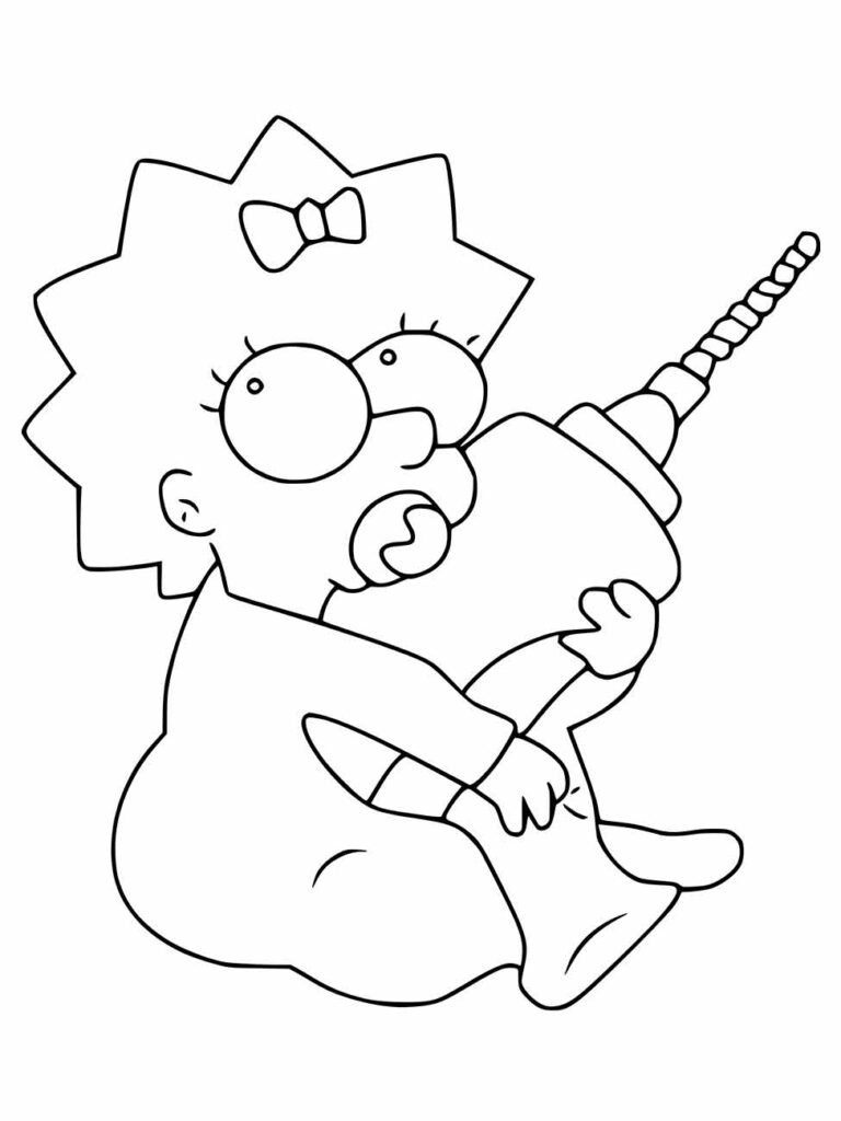 Desenho para colorir da Maggie Simpson com uma ferramenta.