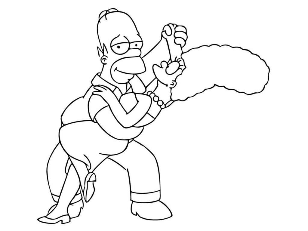 Desenho do Homer Simpson e Marge Simpson para colorir.