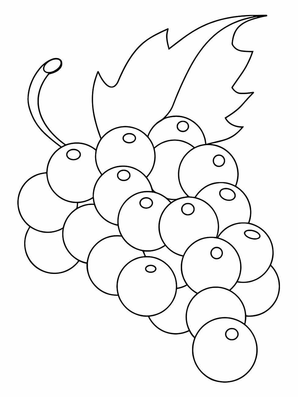 Desenho para colorir de um cacho de uvas para colorir na educação infantil