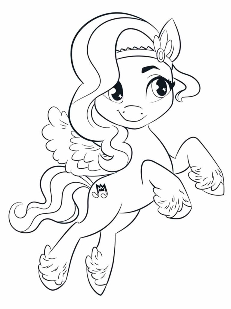 Desenho para colorir My Little Pony de Pipp Petals voando com um sorriso doce.