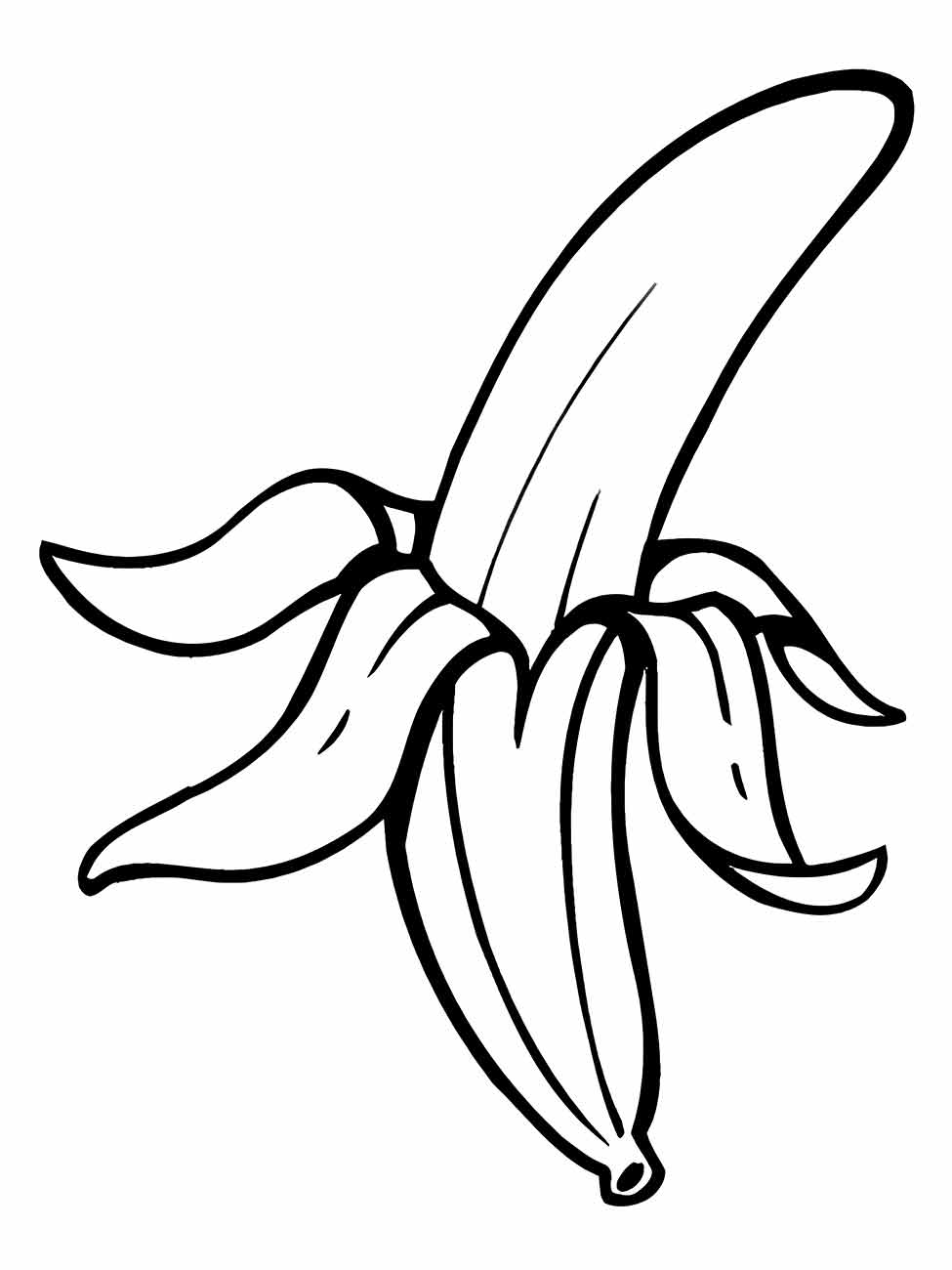 Imagem de linha simples de uma banana descascada, pronta para desenhar.