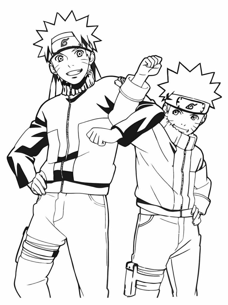 Desenho para desenhar dos personagens Minato Namikaze e Boruto Uzumaki de "Naruto" e "Boruto: Naruto Next Generations".