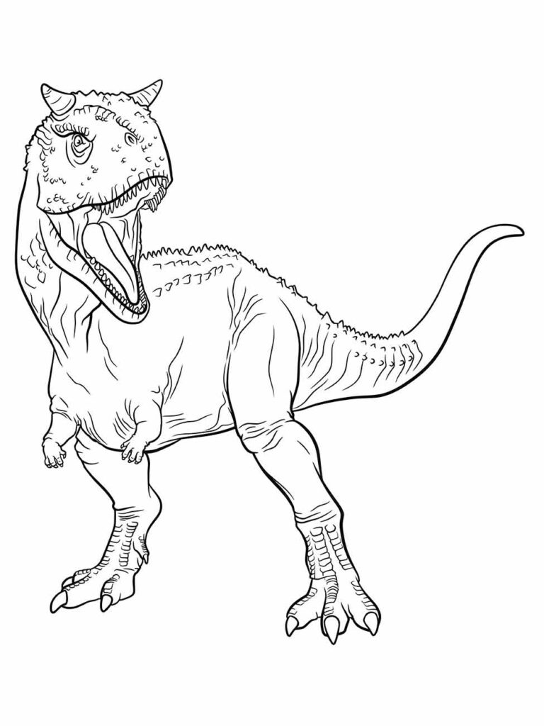 Desenho de um dinossauro Tiranossauro Rex para desenhar e colorir.