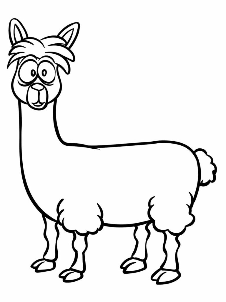 Desenho de uma llama estilizada para desenhar e pintar com tinta acrílica.