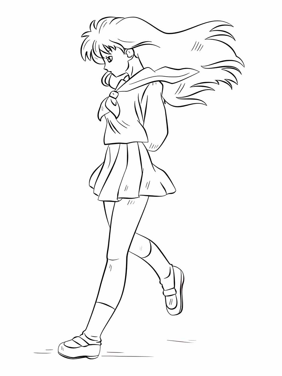 Desenho para desenhar do personagem Kagome Higurashi de "Inuyasha".