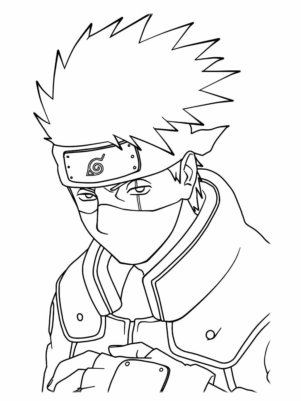 Desenho para desenhar do personagem Kakashi Hatake de "Naruto".