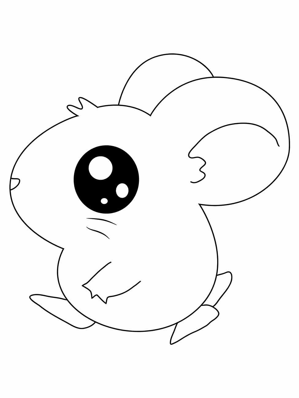 Desenho para desenhar de um rato kawaii com olho grande