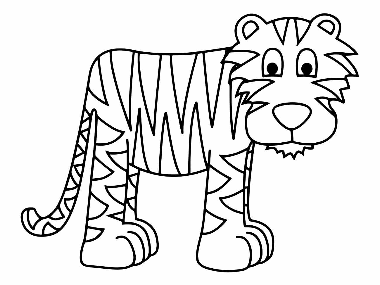 Imagem para desenhar de um tigre em pé, com listras.