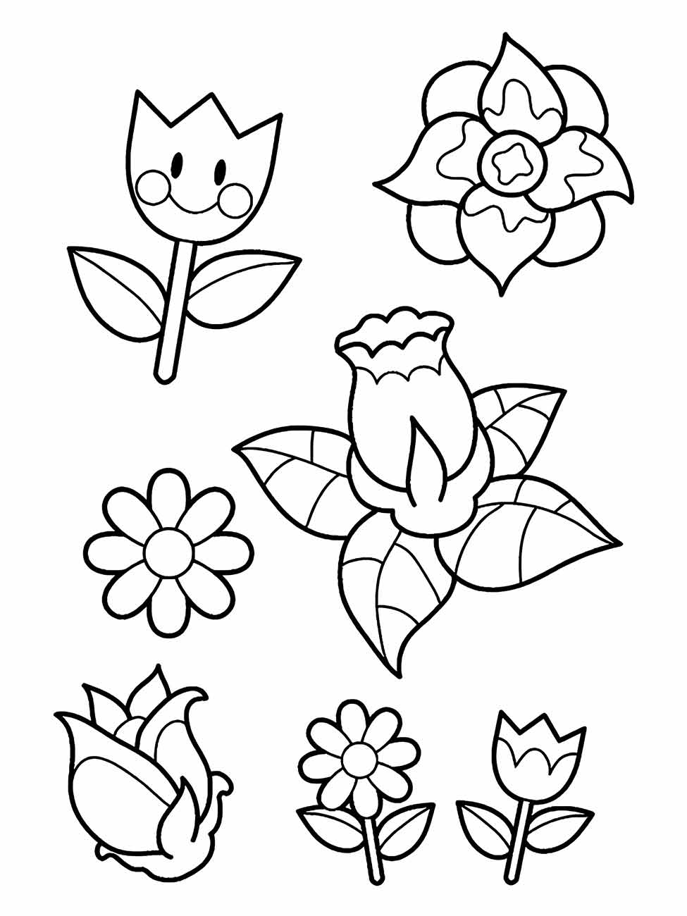 Desenho variado de flores simples para desenhar