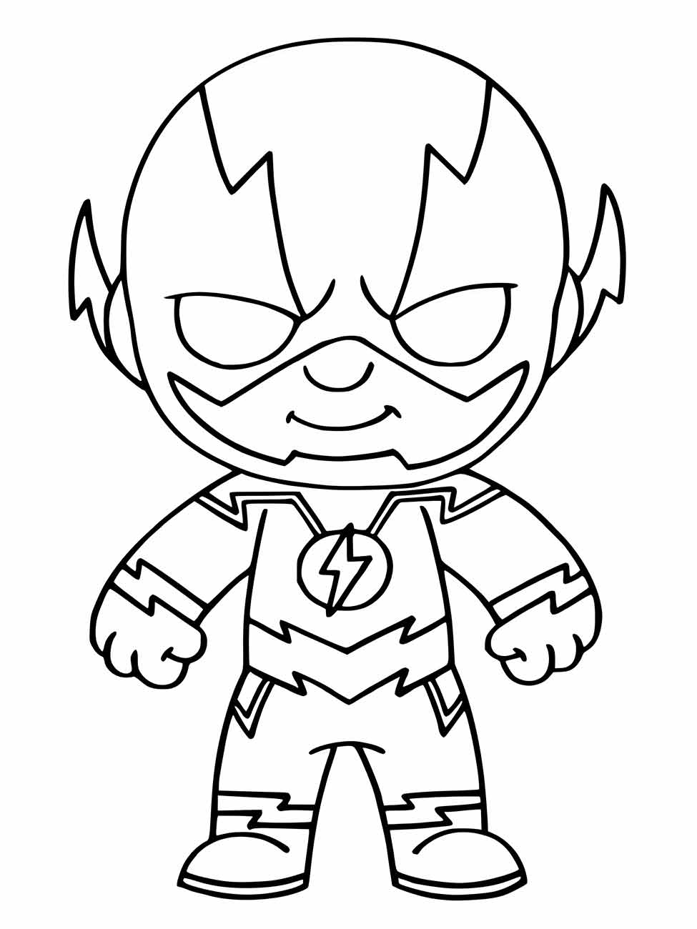 Desenho para colorir do Flash em estilo chibi.