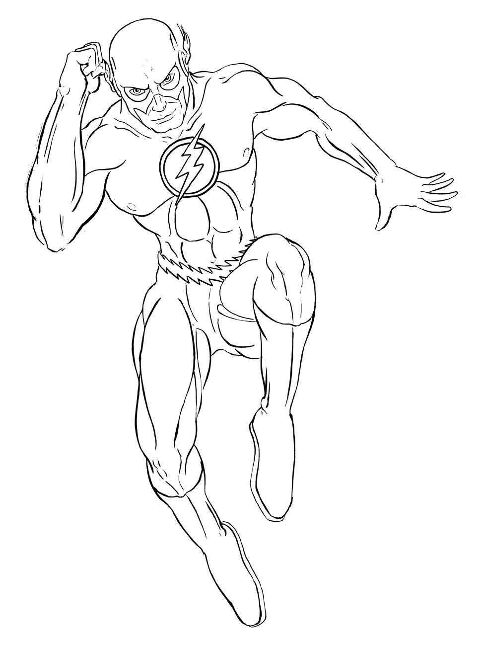 Desenho para colorir do Flash correndo e saltando.