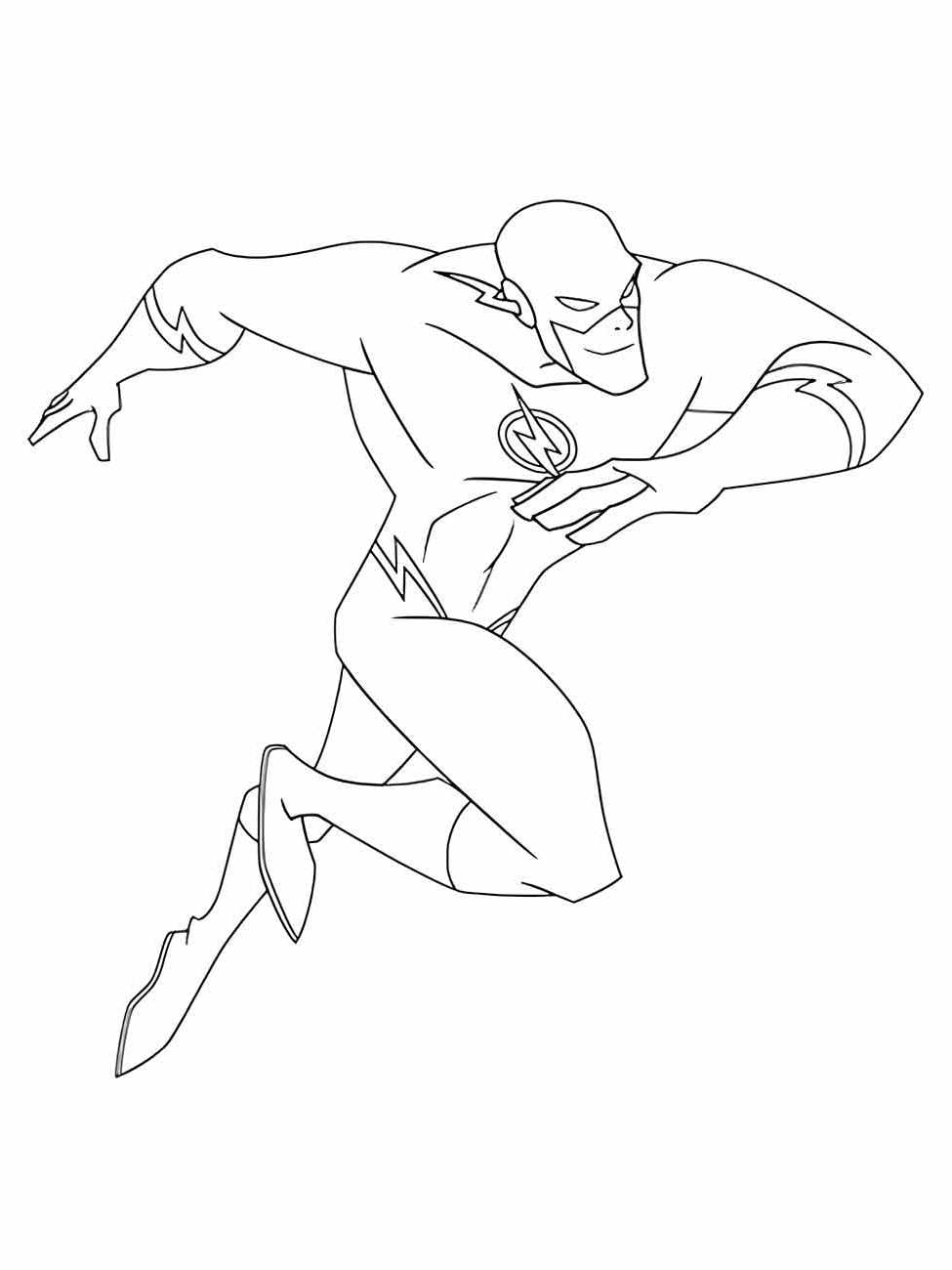 Desenho para colorir do Flash em pose de corrida.