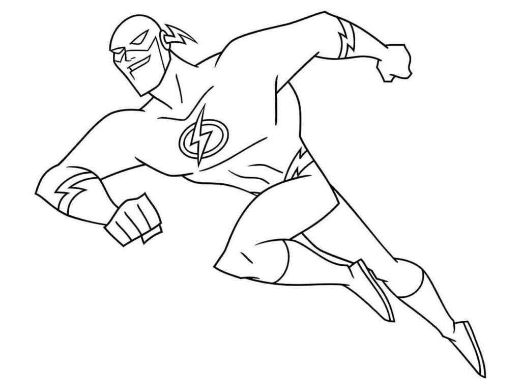 Desenho para colorir do Flash em estilo animado.