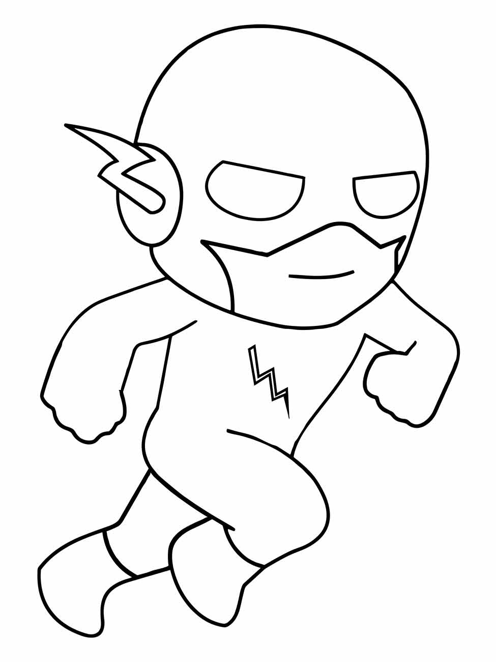 Desenho para colorir do Flash em estilo chibi.