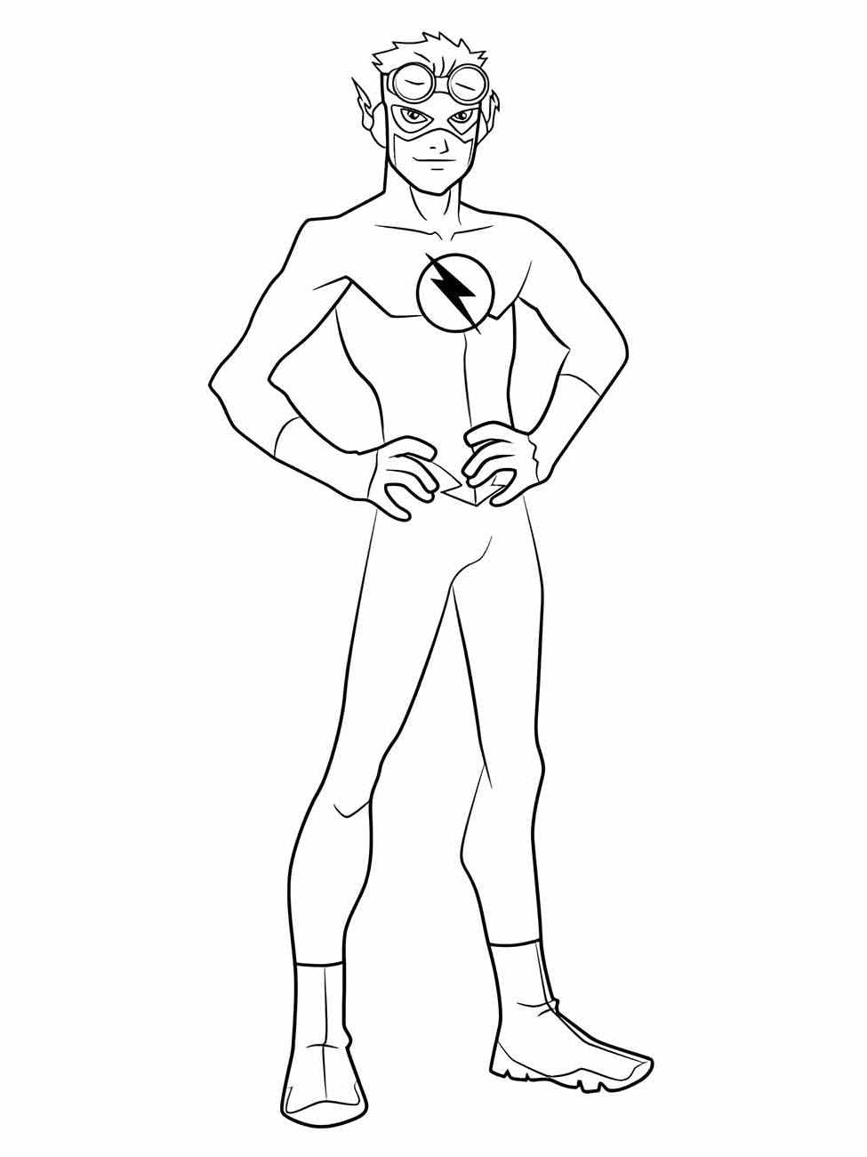 Desenho para colorir do Flash em estilo jovem.