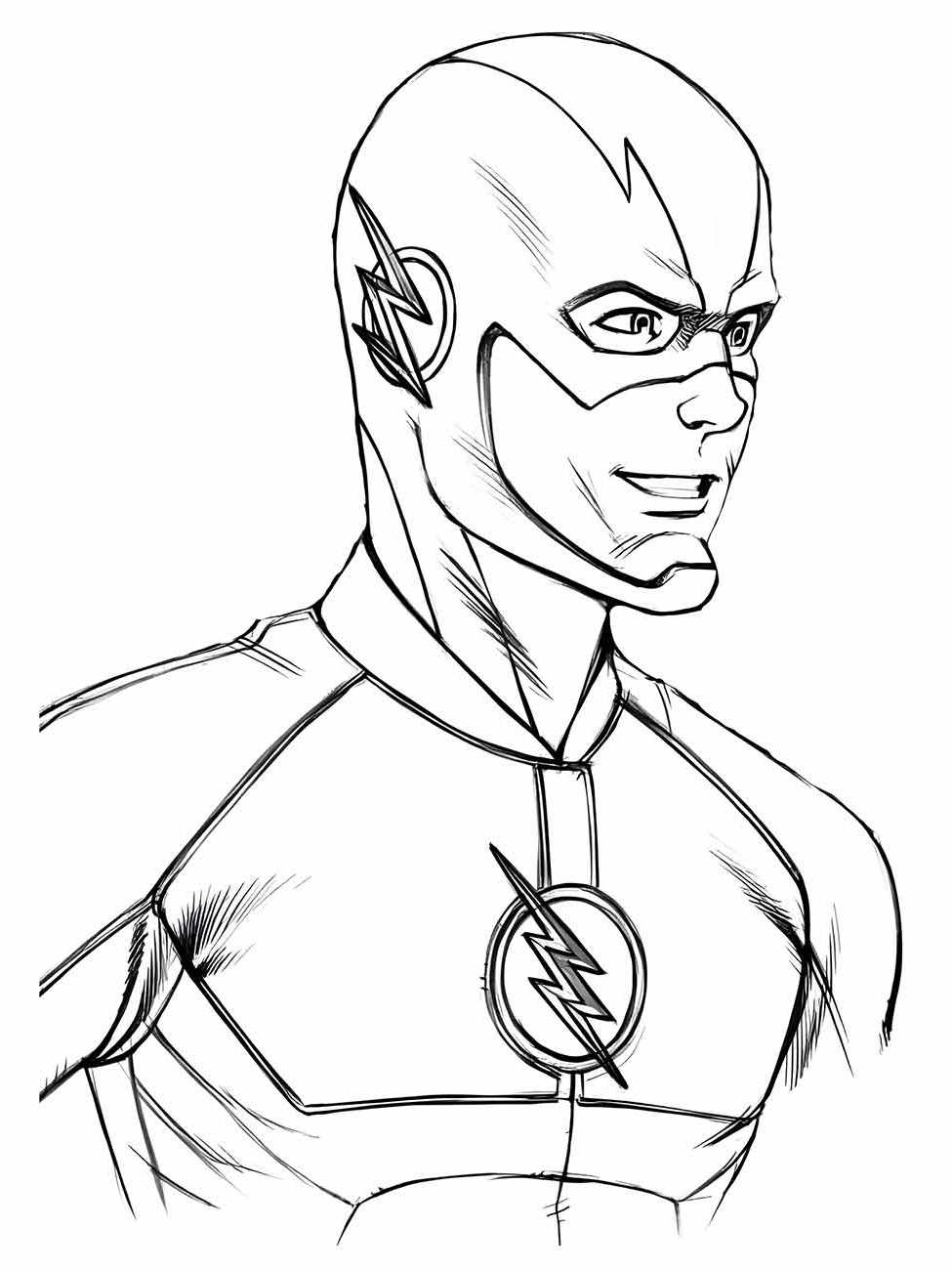 Desenho para colorir do Flash em perfil.